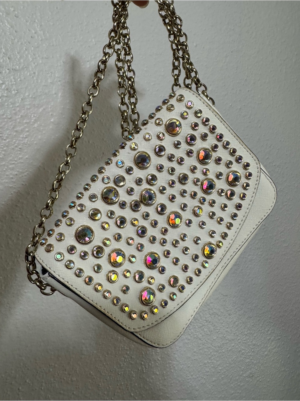 Juicy Couture mini Sofia White Crossbody with Iridescent Studs